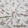 French Life Print on White Cotton Rib Fabric