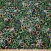 Green, Yellow, Lime and White Abstract Flowers with Iridescent Glitter Fabric at flukyfabrics.com