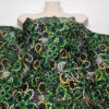 Green, Yellow, Lime and White Abstract Flowers with Iridescent Glitter Fabric