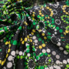 Green, Yellow, Lime and White Abstract Flowers with Iridescent Glitter Fabric