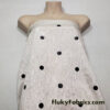 Off White/Light Ivory Moire/Moiré Taffeta Fabric with Black Polka Dots 45″ Wide