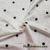 Off White/Light Ivory Moire/Moiré Taffeta Fabric with Black Polka Dots 45″ Wide
