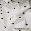 Off White/Light Ivory Moire/Moiré Taffeta Fabric with Black Polka Dots 45″ Wide