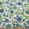 Paisleys and Flowers on White Nylon Spandex, Swimsuit Fabric at flukyfabrics.com