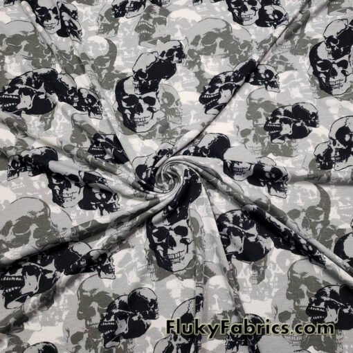Skull Overlay Print on Lightweight Rayon Spandex Jersey Fabric