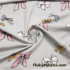 Assorted Bows Print on Light Gray Lightweight Cotton Spandex Jersey Fabric