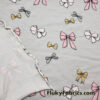 Assorted Bows Print on Light Gray Lightweight Cotton Spandex Jersey Fabric