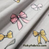 Assorted Bows Print on Light Gray Lightweight Cotton Spandex Jersey Fabric
