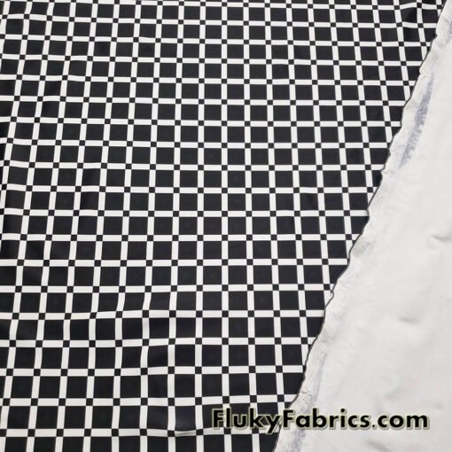 Monochrome Grid Squares 4-Way Stretch Nylon Spandex Fabric