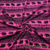 Good Luck Elephants Print on Hot Pink Lightweight Cotton Spandex Jersey Fabric