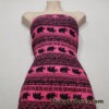 Good Luck Elephants Print on Hot Pink Lightweight Cotton Spandex Jersey Fabric