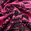 Good Luck Elephants Print on Hot Pink Lightweight Cotton Spandex Jersey Fabric