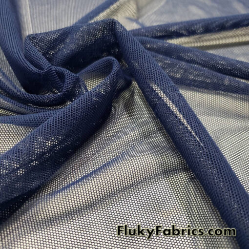 Navy Solid Power Mesh Nylon Spandex Fabric
