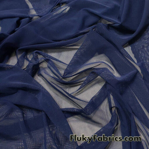 Navy Solid Power Mesh Nylon Spandex Fabric