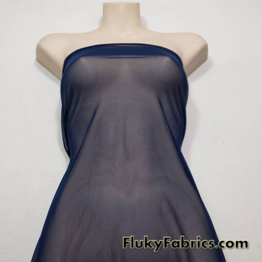 Navy Solid Power Mesh Nylon Spandex Fabric