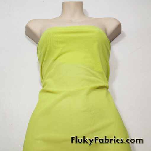 Pale Fluorescent Yellow Solid Power Mesh Nylon Spandex Fabric