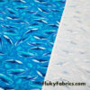 Whales and Marine Life in Shades of Blue Swimsuit Fabric