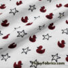 Burgundy Ducklings and Stars Print French Terry 100% Cotton Fabric