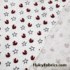 Burgundy Ducklings and Stars Print French Terry 100% Cotton Fabric