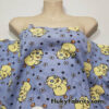 Yellow Chicks and Flowers Print Cotton Rib Fabric