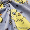 Yellow Chicks and Flowers Print Cotton Rib Fabric