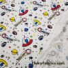 Far Out Aliens in Space Print on White Cotton Jersey Fabric
