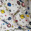 Far Out Aliens in Space Print on White Cotton Jersey Fabric