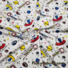 Far Out Aliens in Space Print on White Cotton Jersey Fabric