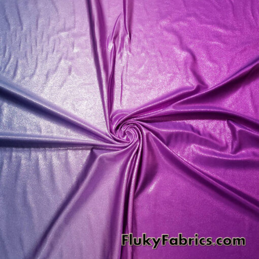 Mystique Magenta and Lavender Gradient Metallic Foggy Foil Spandex Fabric