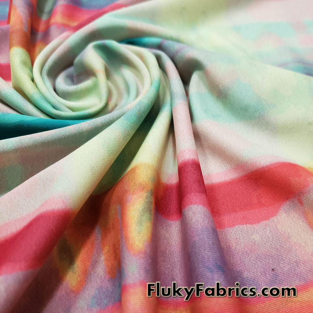 Acid Trip Tie Dye Abstract Print Swimsuit Spandex Fabric