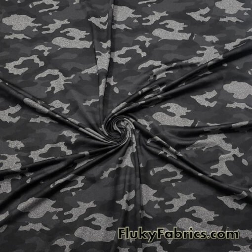 Heathered Camo Print Reversible Poly Spandex Fabric