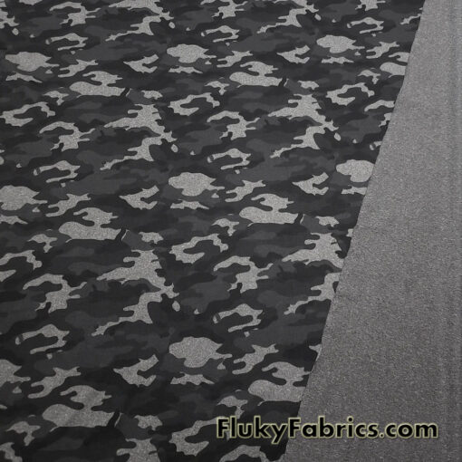 Heathered Camo Print Reversible Poly Spandex Fabric