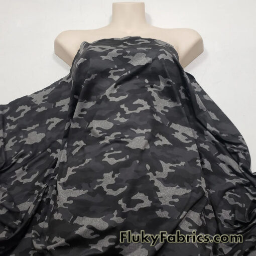 Heathered Camo Print Reversible Poly Spandex Fabric