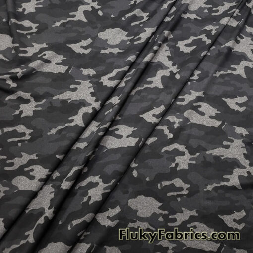 Heathered Camo Print Reversible Poly Spandex Fabric