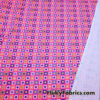 Colorful Squares and Dots on Bright Hot Pink Print Poly Spandex Fabric