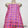Colorful Squares and Dots on Bright Hot Pink Print Poly Spandex Fabric