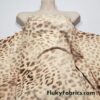 Faux Fur Pale Yellow, Brown and Red Animal Print Spandex Fabric Recycled Interlock Sport