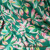 Watercolor Leaf Paint Print on Green Swimsuit Nylon Spandex Fabric