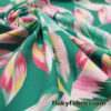Watercolor Leaf Paint Print on Green Swimsuit Nylon Spandex Fabric