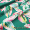 Watercolor Leaf Paint Print on Green Swimsuit Nylon Spandex Fabric