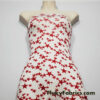 Dark Red Stars on Off White Lightweight Rayon Spandex Jersey Knit Fabric
