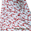 Dark Red Stars on Off White Lightweight Rayon Spandex Jersey Knit Fabric