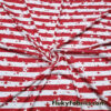 Dark Red Stripes and Stars on Off White Lightweight Rayon Spandex Jersey Knit Fabric