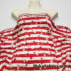 Dark Red Stripes and Stars on Off White Lightweight Rayon Spandex Jersey Knit Fabric