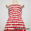 Dark Red Stripes and Stars on Off White Lightweight Rayon Spandex Jersey Knit Fabric