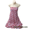 Dark Red Stripes and Stars on Off White Lightweight Rayon Spandex Jersey Knit Fabric