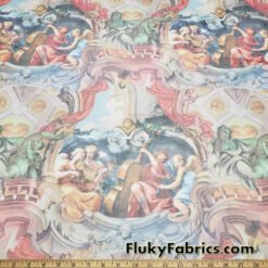 Fresco Painting Style Print on 4-Way Stretch Power Mesh Fabric by the Yard at flukyfabrics.com