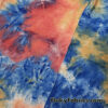 Shades of Orange, Blue, Yellow and Green Fire Tie Dye Print Poly Spandex Fabric