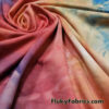 Shades of Orange, Blue, Yellow and Green Fire Tie Dye Print Poly Spandex Fabric