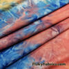Shades of Orange, Blue, Yellow and Green Fire Tie Dye Print Poly Spandex Fabric